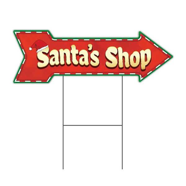 Signmission Santas Shop Arrow Yard Sign Funny Home Decor 36in Wide C-ARROW12-999622 - main